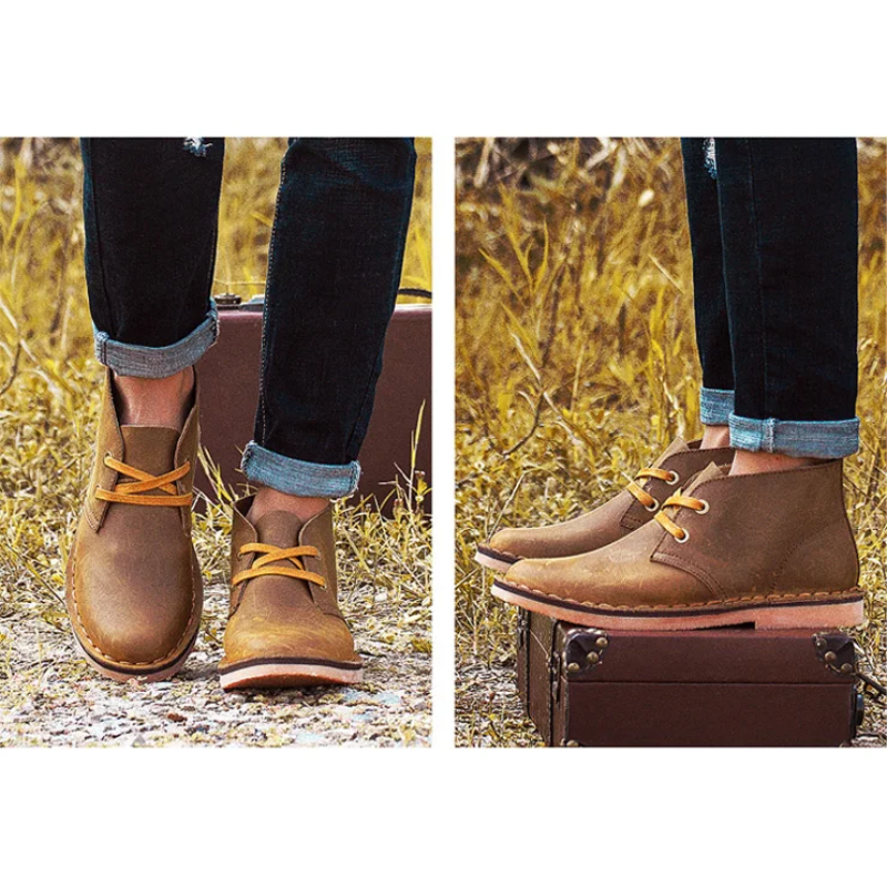 Timeless leather chukka boots for men, comfortable and durable