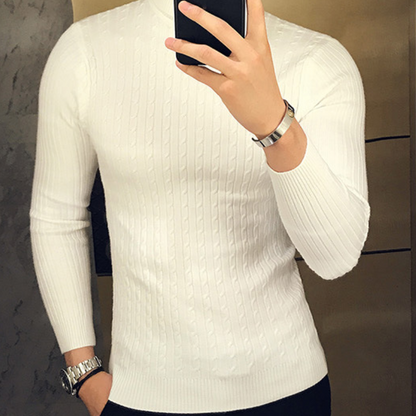 Turtleneck jumper men - cable knit, soft, slim fit, casual wear