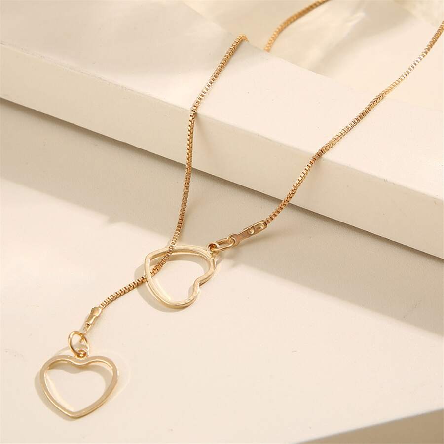 2 heart drop necklace