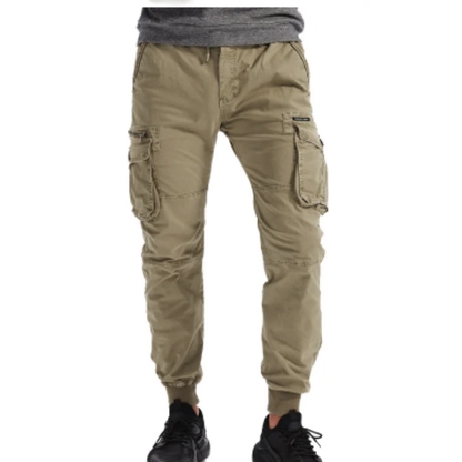 Wide drawstring - Cargo trousers for men - Comfortable outdoor trousers with pockets, elasticated waistband