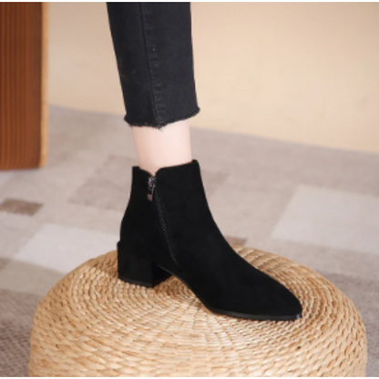 Low Heel Ankle Boots with Side Zip for Women - Women's Ankle Boots