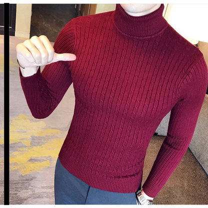 Knitted turtleneck jumper men | slim fit winter jumper