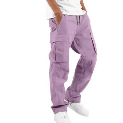 Cargo trousers men - Casual wide fit with side pockets, adjustable waistband