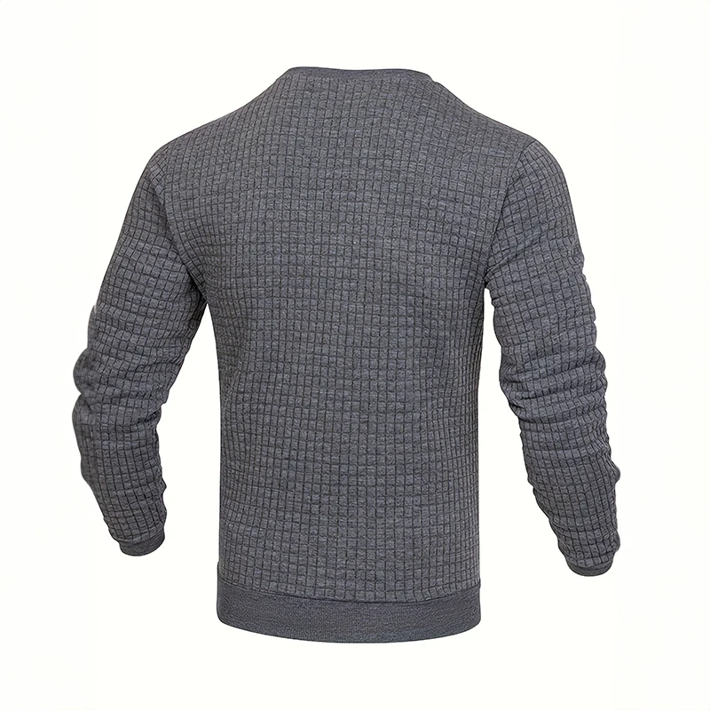 Men's sweater with structure, round neck slim fit jumper