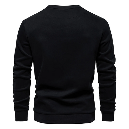 Men's sweater with round neck, casual jumper with side stripes