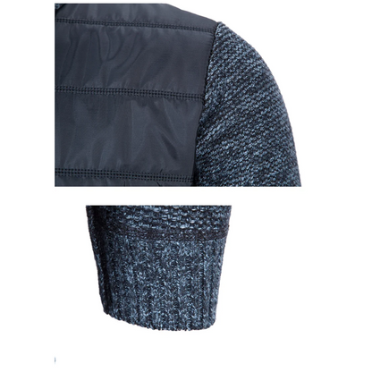 Men's quilted transition jacket - Knitted sleeves, Warm, With zip