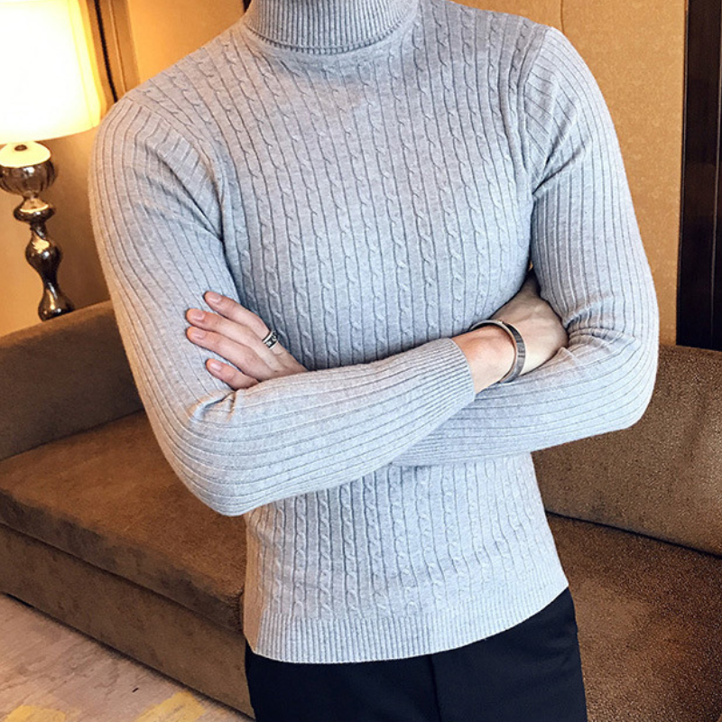 Turtleneck jumper men - cable knit, soft, slim fit, casual wear