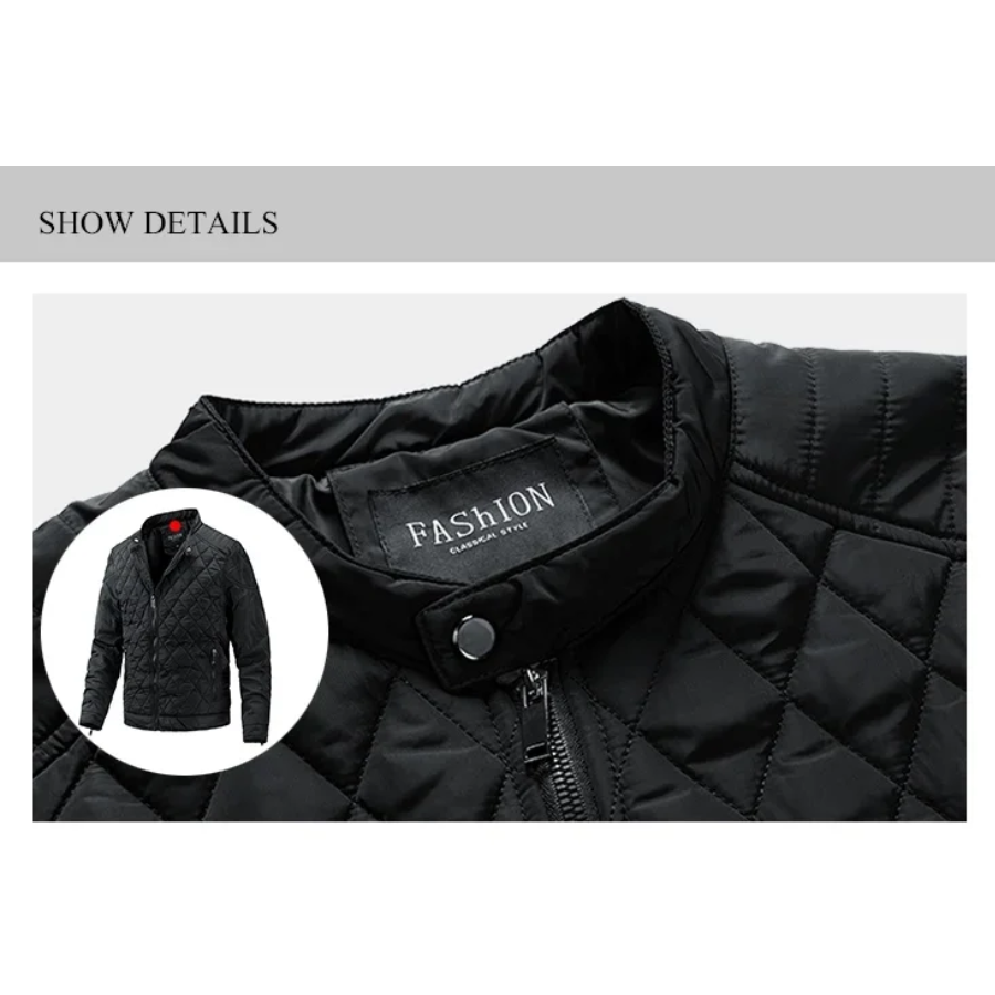 Men's quilted transitional jacket - diamond pattern, light, casual