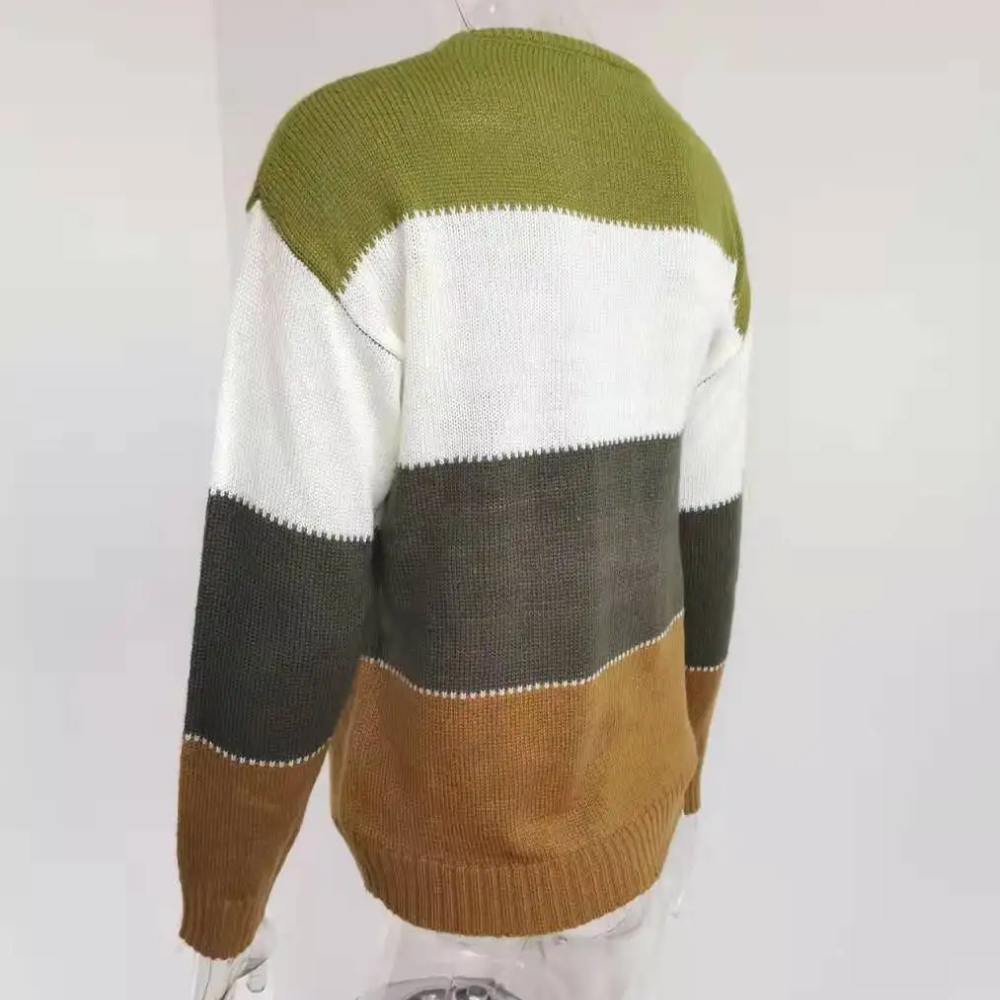 Soft Colour Block Pullover, Comfortable Sweater