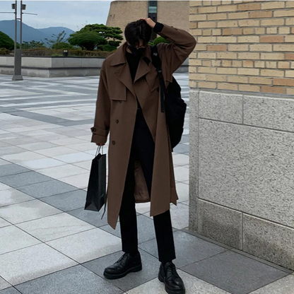 Modern men's coat - Long trench coat with a loose fit