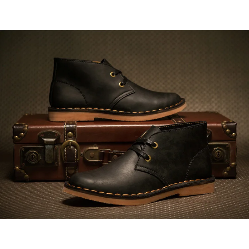 Elegant chukka boots for men with laces, comfortable leather shoes