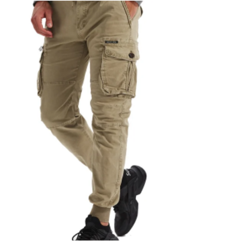 Wide drawstring - Cargo trousers for men - Comfortable outdoor trousers with pockets, elasticated waistband