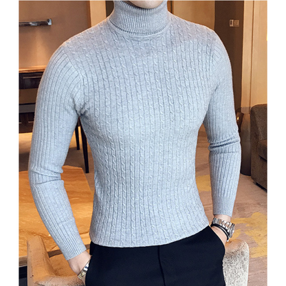 Turtleneck jumper men - cable knit, soft, slim fit, casual wear