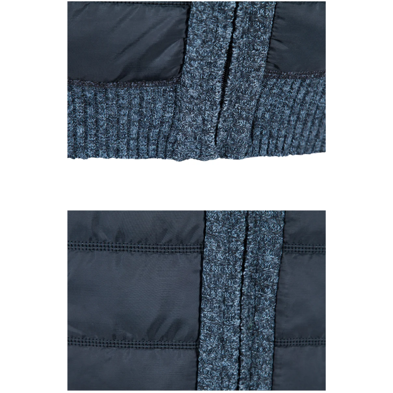 Men's quilted transition jacket - Knitted sleeves, Warm, With zip