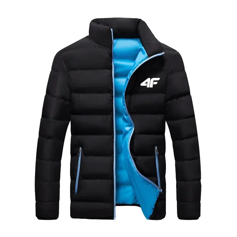 Men's puffer jacket with windproof zip and side pockets