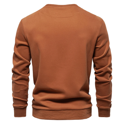 Men's sweater with round neck, casual jumper with side stripes