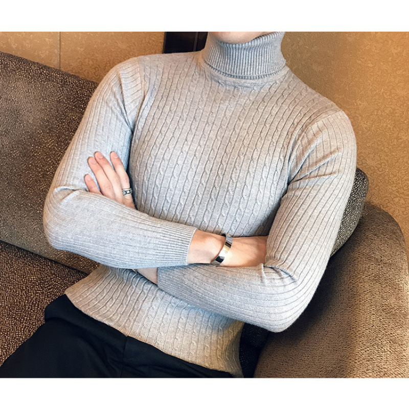 Turtleneck jumper men - cable knit, soft, slim fit, casual wear