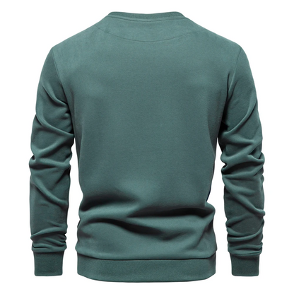 Men's sweater with round neck, casual jumper with side stripes