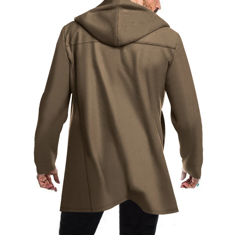 Modern men's coat - Double-buttoned coat with hood