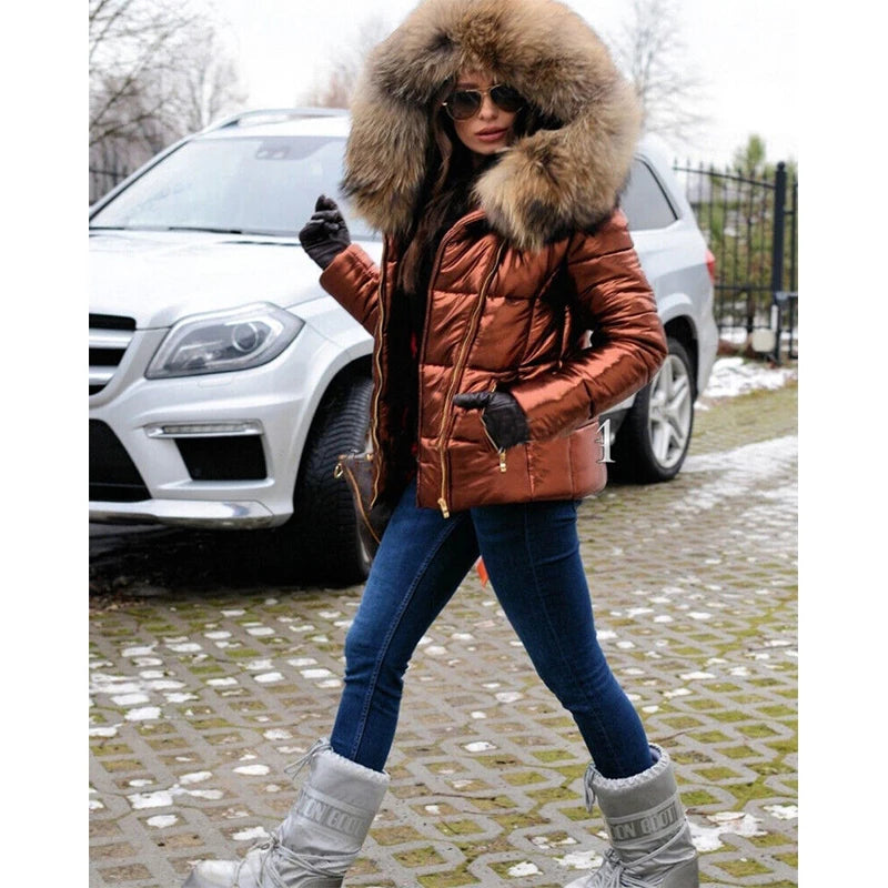 Paris -Stylish jacket with faux fur lining, hood and collar