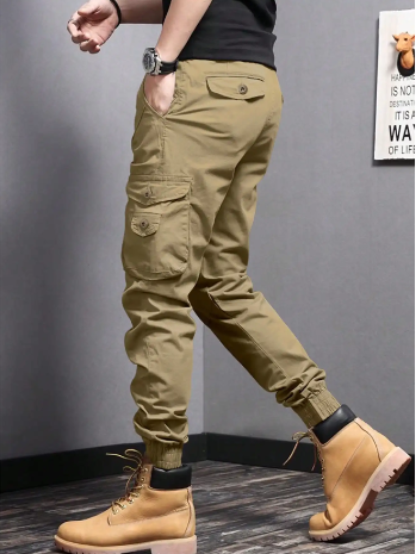 Cargo trousers for men - Robust work trousers with pockets, elasticated cuffs