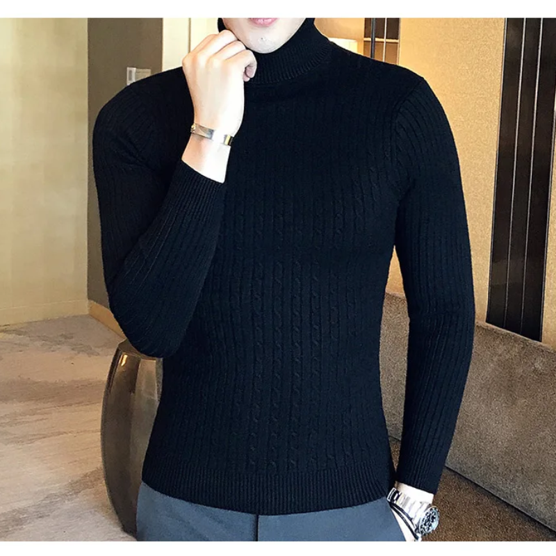 Knitted turtleneck jumper men | slim fit winter jumper