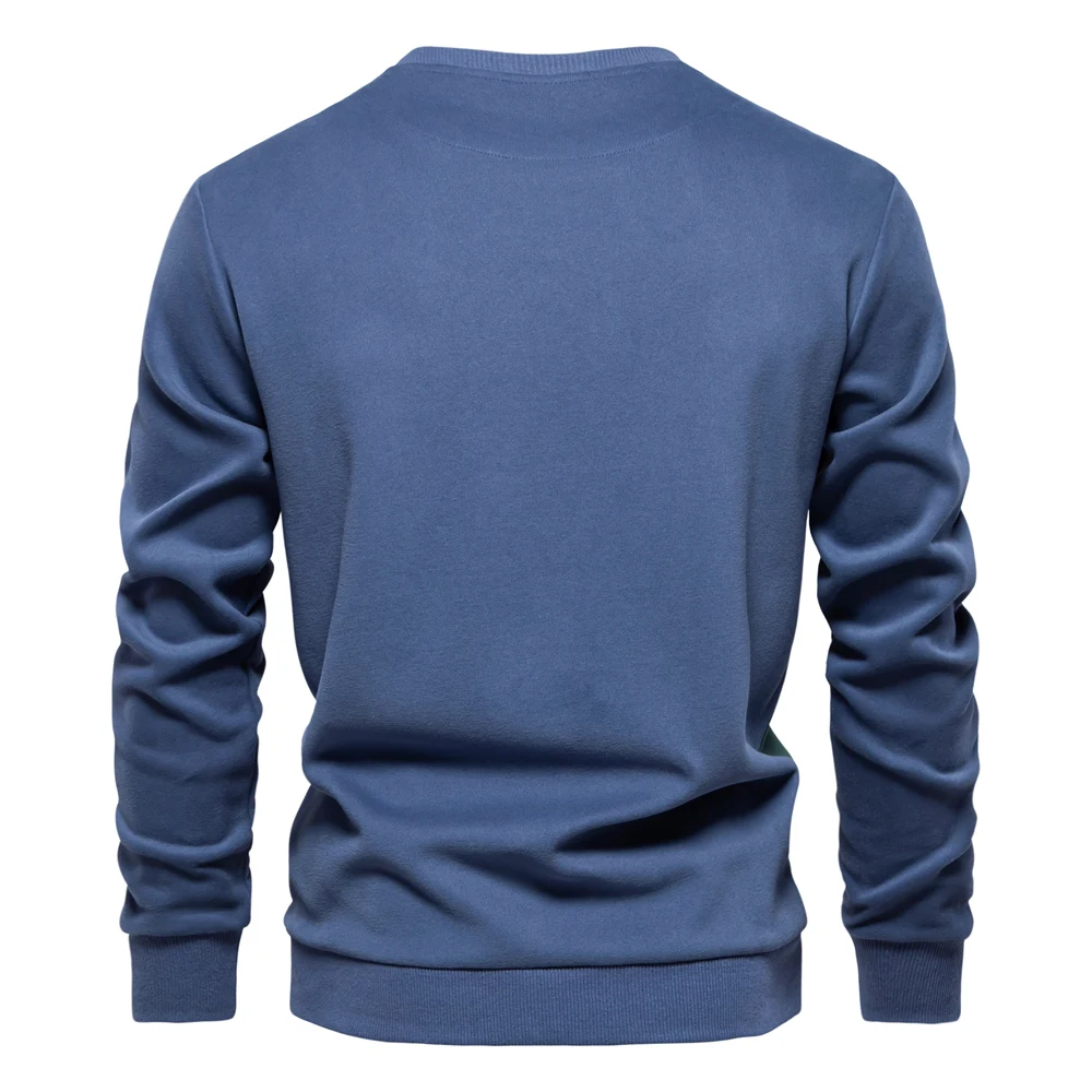 Men's sweater with round neck, casual jumper with side stripes