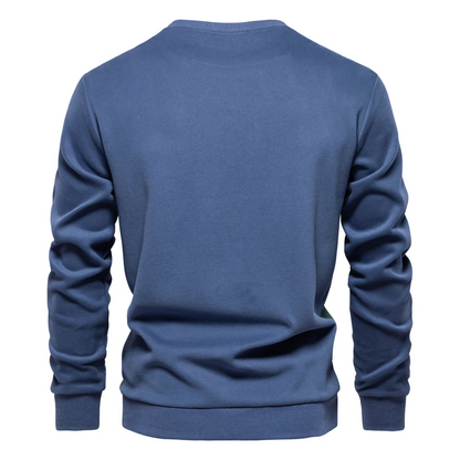 Men's sweater with round neck, casual jumper with side stripes