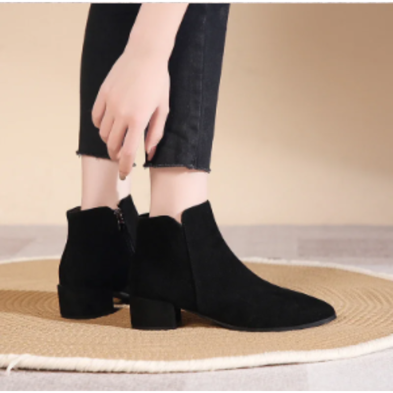 Low Heel Ankle Boots with Side Zip for Women - Women's Ankle Boots