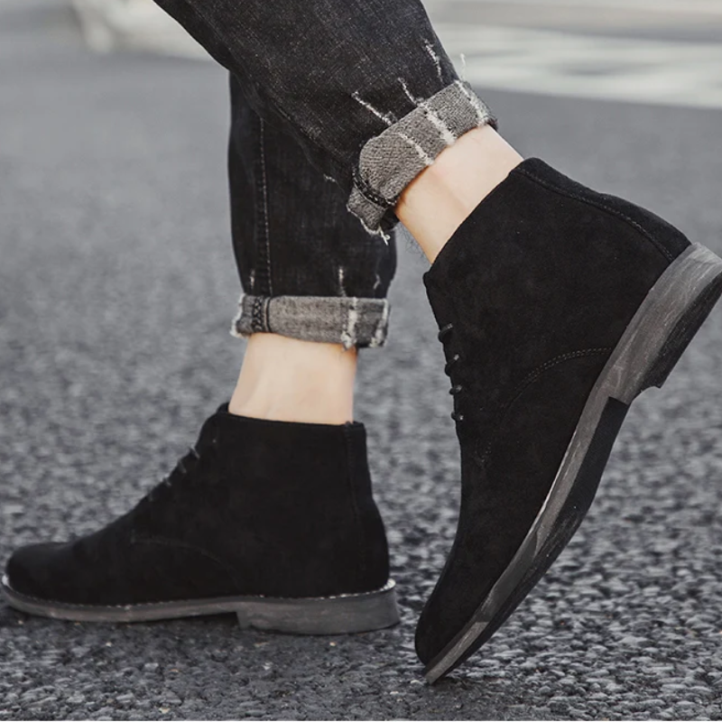 High-quality suede chukka boots for men, elegant ankle-high shoes