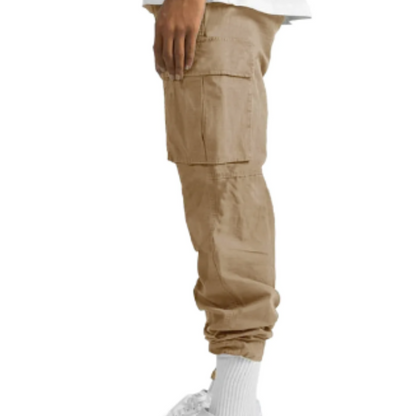 Cargo trousers men - Casual wide fit with side pockets, adjustable waistband