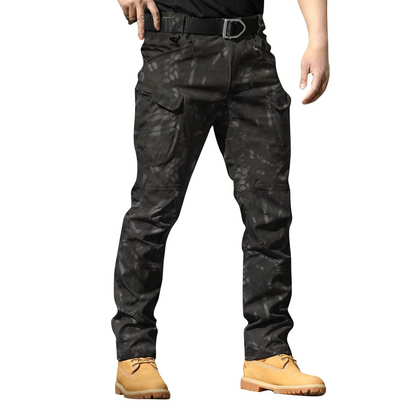 Camouflage multi-pocket cargo trousers mens