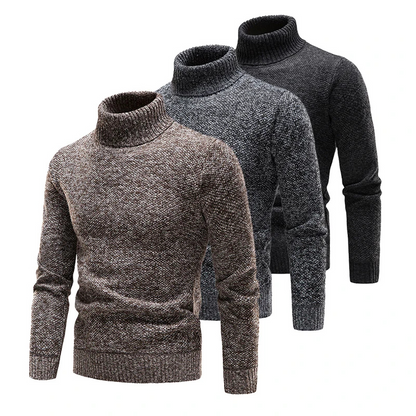 Turtleneck jumper men - Warm turtleneck jumper with melange effect