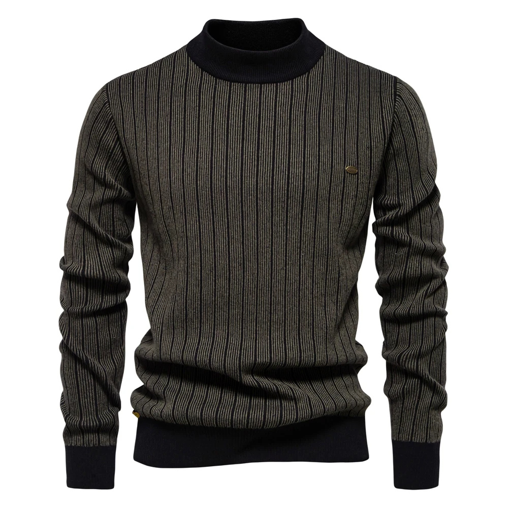 Turtleneck jumper men - Stylish turtleneck jumper with striped pattern