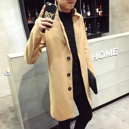 Elegant men's coat - Classic wool coat with slim-fit cut