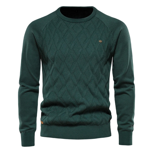 Structured round neck men's  sweater for an elegant appearance