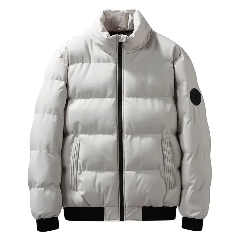 Men's puffer jacket with patch logo and front zip