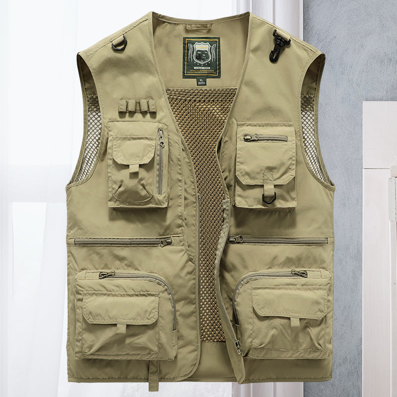 Mesh cargo waistcoat with pockets