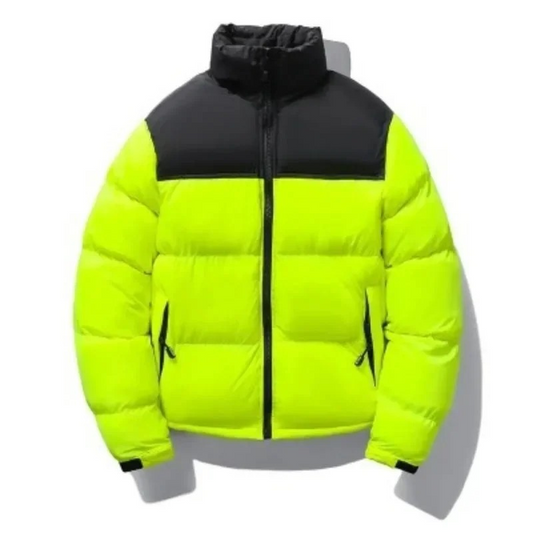 Men's puffer jacket with high collar and side pockets