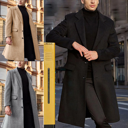 Long men's coat - Classic wool coat with slim fit