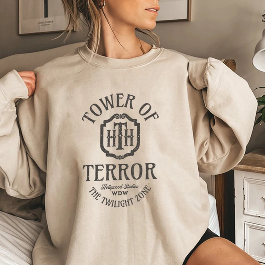 Vintage "Tower of Terror" Graphic Sweatshirt For Cozy Days - Women's Sweater