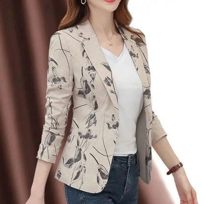 Floral Print Ladies Blazer With Ankle Button Closure