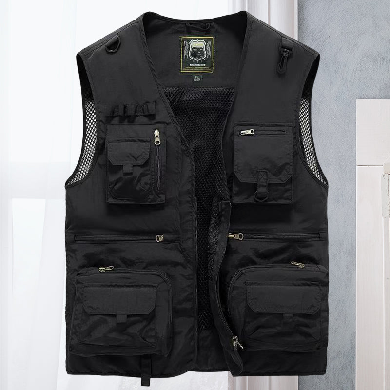 Mesh cargo waistcoat with pockets