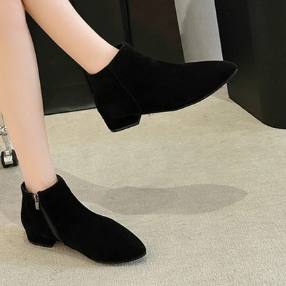 Women's Ankle Boots with Flat Heel and Minimalist Design - Women's Ankle Boots