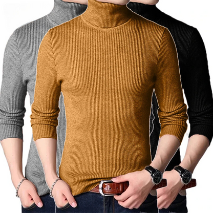 Ribbed knit jumper turtleneck jumper men