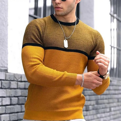 Men's  sweater with colour gradient, slim-fit round neck jumper