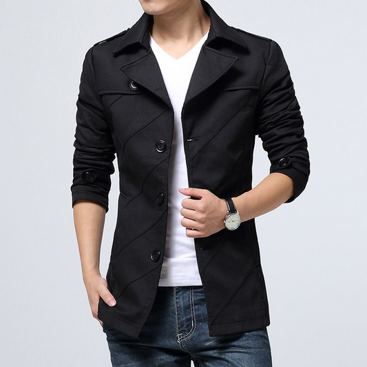 Casual men's coat - Lightweight trench coat with a modern design