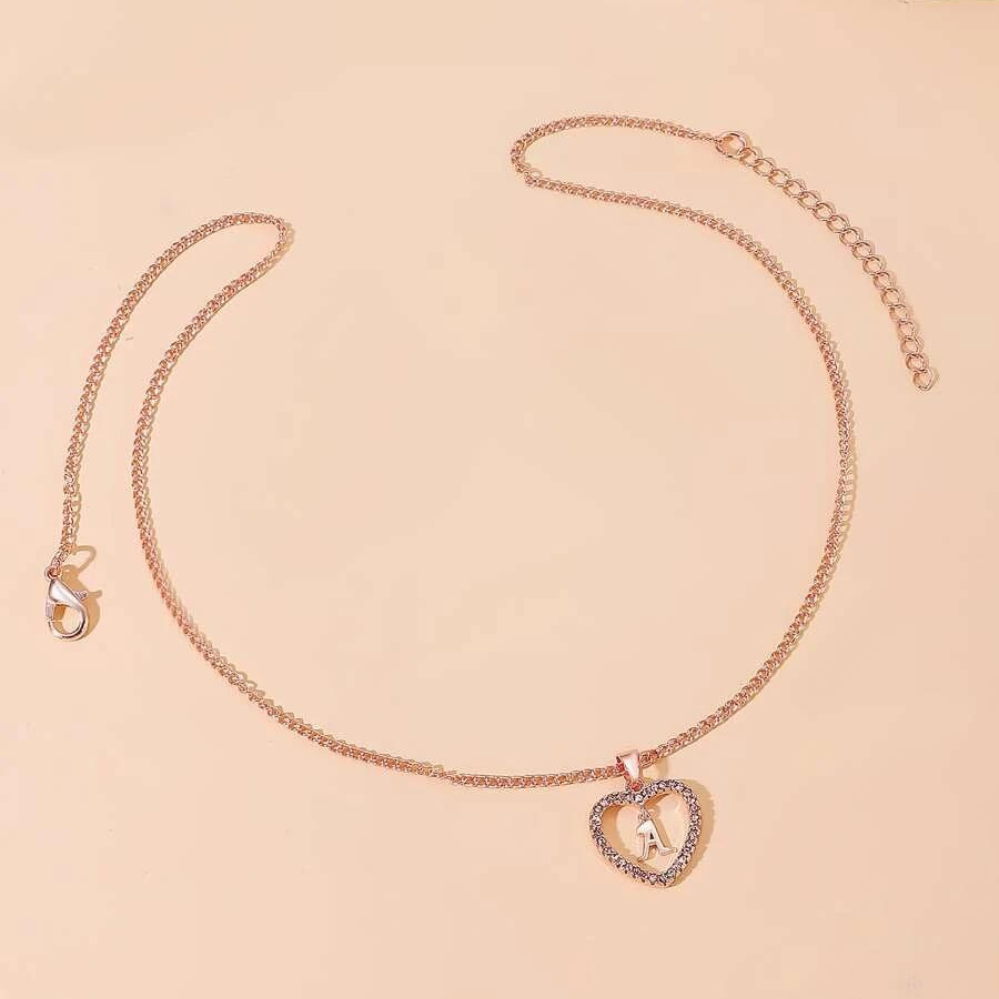 Crystal initials pavé heart necklace