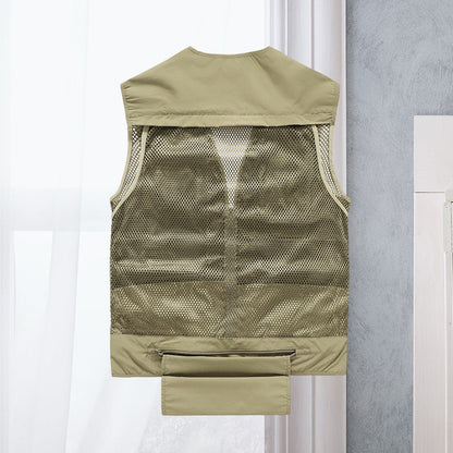 Mesh cargo waistcoat with pockets