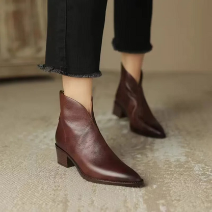 Modern Pointed Ankle Boots with Side Zip - Women's Ankle Boots